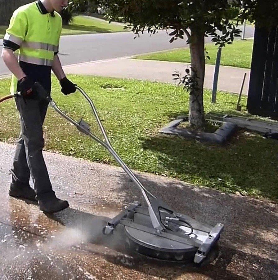 Rotary-jet high pressure cleaning tools are used on most Jetclean paver cleaning and concrete cleaning projects. 