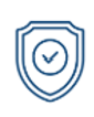 Blue shield icon with a circle containing a checkmark.