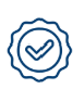 Blue seal with checkmark, indicating verification or approval.