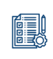 Checklist with checked boxes, pen, and gear icon.