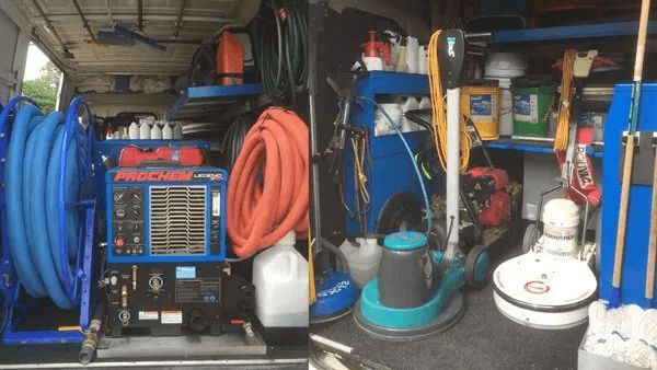 The Inside of a Van Filled With Cleaning Equipment — The Tile & Stone Specialists in Peregian Beach, QLD