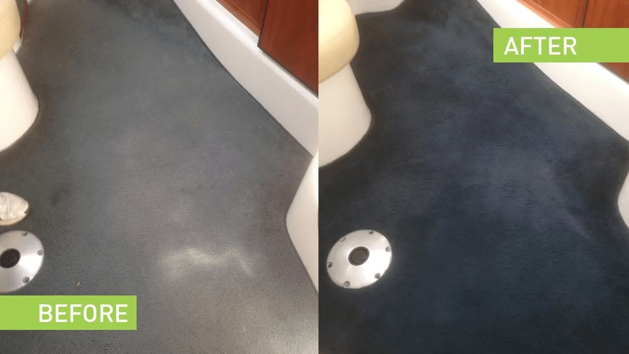 A Before and After Photo of a Black Carpet — The Tile & Stone Specialists in Peregian Beach, QLD