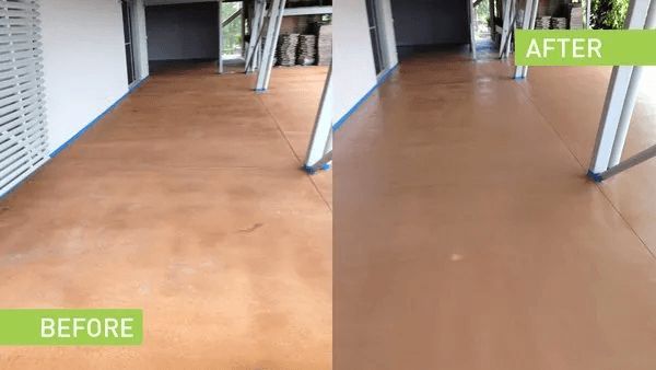 A Before and After Photo of a Concrete Floor — The Tile & Stone Specialists in Peregian Beach, QLD