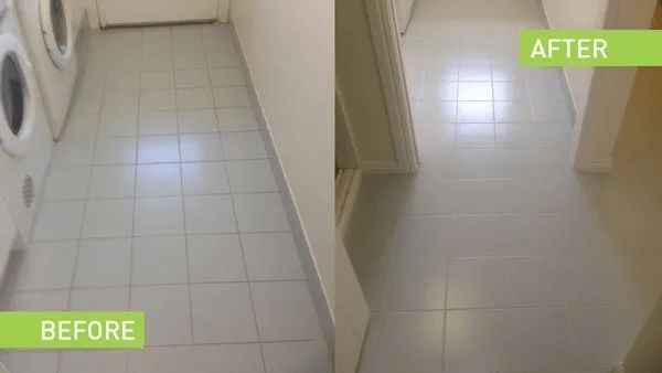 A Before and After Photo of a Laundry Room — The Tile & Stone Specialists in Peregian Beach, QLD