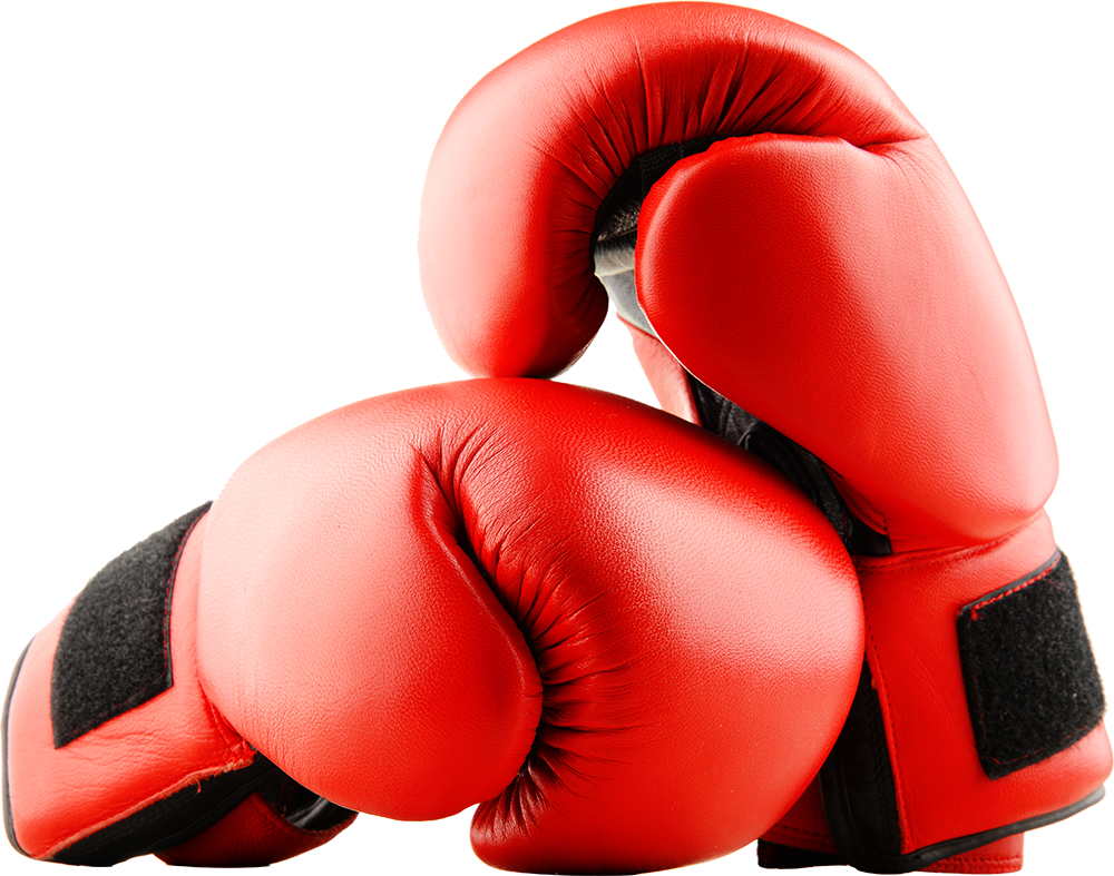 A pair of red boxing gloves on a white background