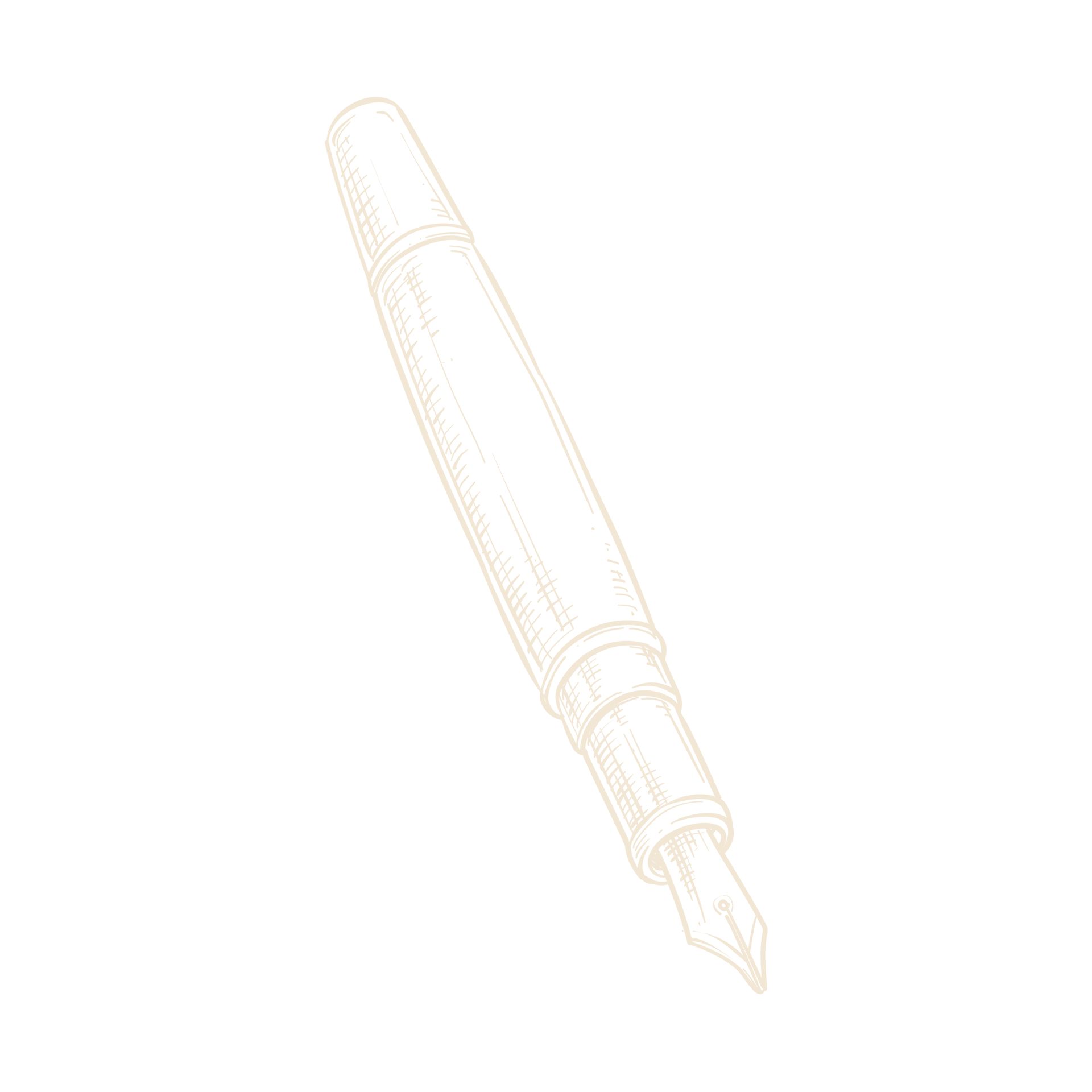 A white fountain pen angled diagonally on a light background.