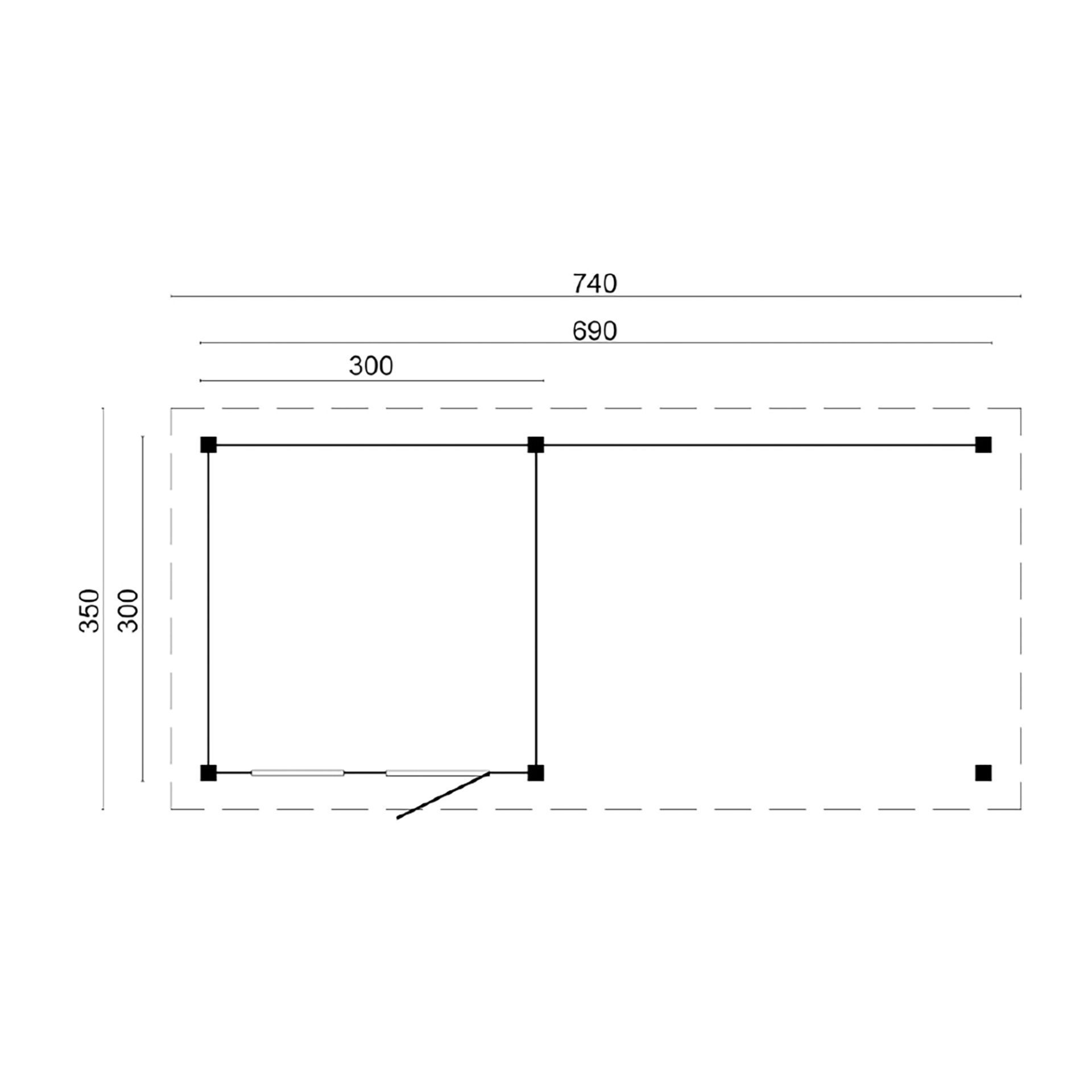 DIY Flachdach Hohlräume gehobelte Douglasie 300 x 300 390 cm