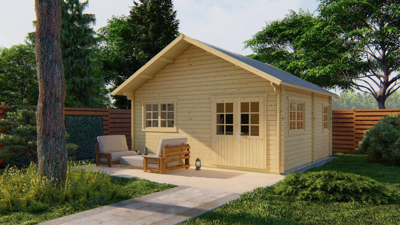 Blokhut Big Llanes Onbehandeld 590x580x358cm