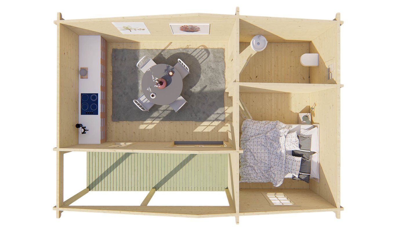 Blokhut Ollie Onbehandeld 731x498x283cm