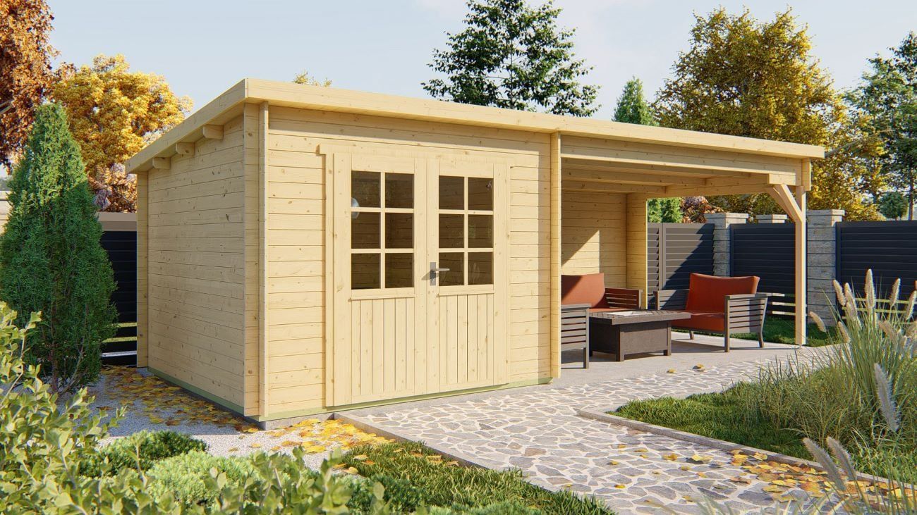 Blokhut Charlotta onbehandeld 700x300x217cm