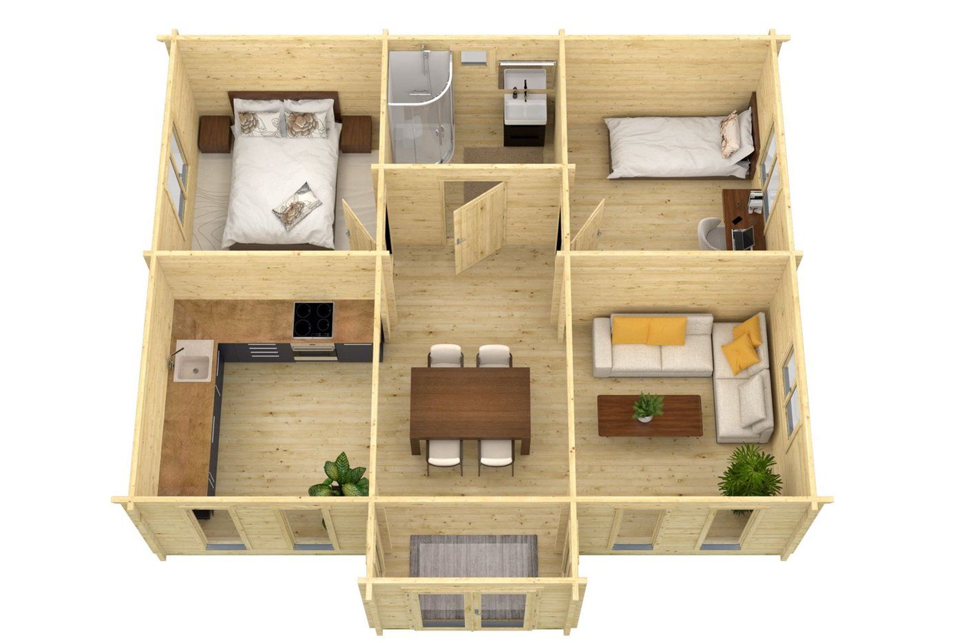 Blokhut Mullingar Onbehandeld 850x790x317cm