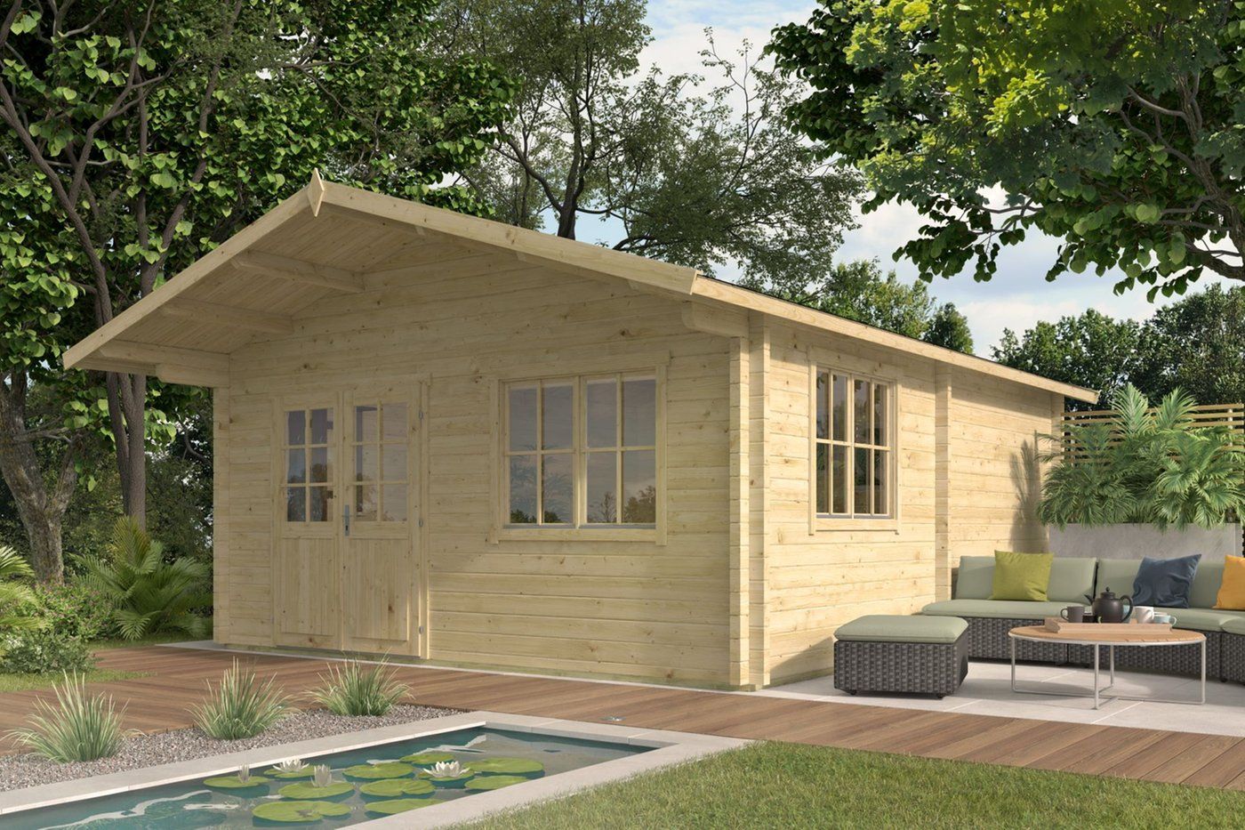 Blokhut Niedersachsen Onbehandeld 500x693x304cm