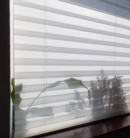 White Pleated Window Blinds; Silhouettes of Trees and Mountain — GV Blinds in Shepparton, VIC