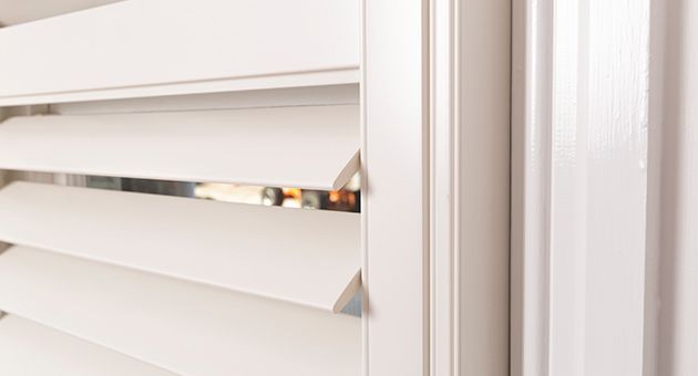 White Wooden Shutters Close-up — GV Blinds in Shepparton, VIC