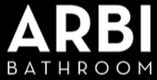 Logo ARBI BATHROOM in testo bianco su sfondo nero