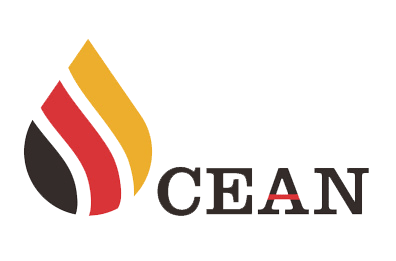 Logo OCEAN con forme a fiamma nere, rosse e dorate