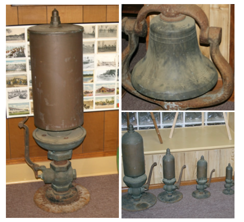 A collage of three pictures shows a large bell and a smaller bell