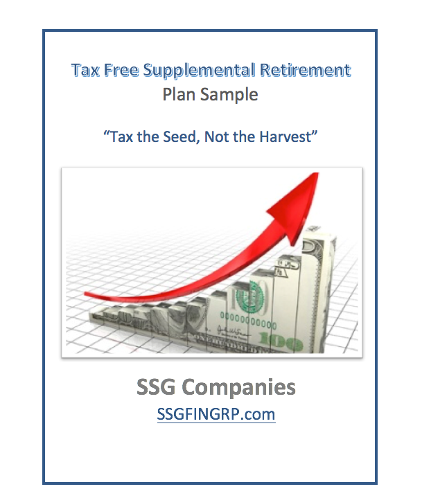 Flyer promoting a tax-free supplemental retirement plan, featuring a money stack with an upward red arrow.