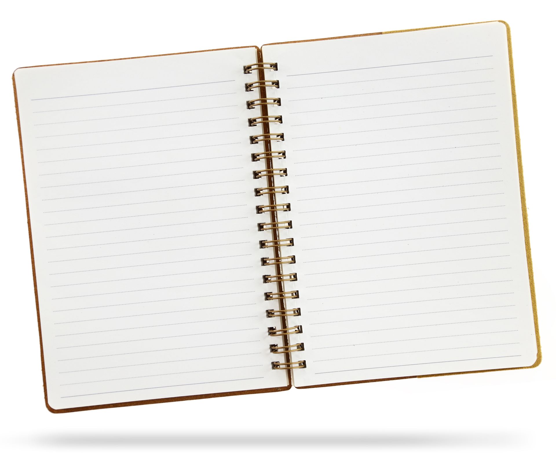 Open, blank spiral notebook with lined pages.