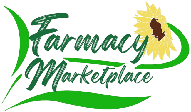 A logo for a pharmacy marketplace with a sunflower