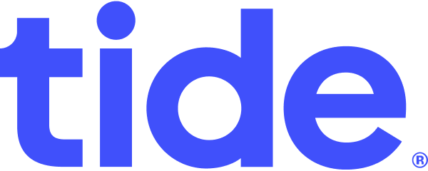 A blue tide logo on a white background