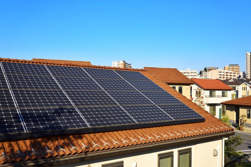 Solar Panels In Red Roof