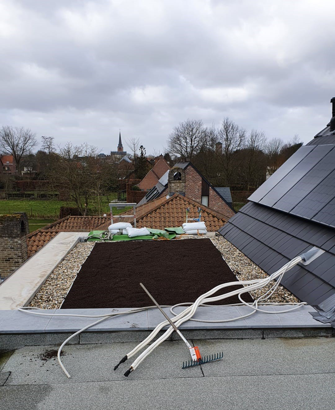 Aanleg substraatlaag groendak