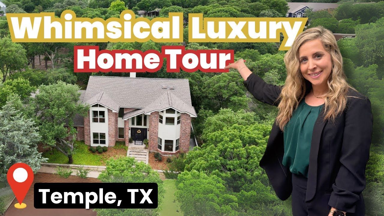 A woman is standing in front of a house in temple , tx.