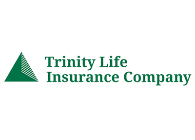 Trinity Life Insurance Company logo: Green triangle with text.