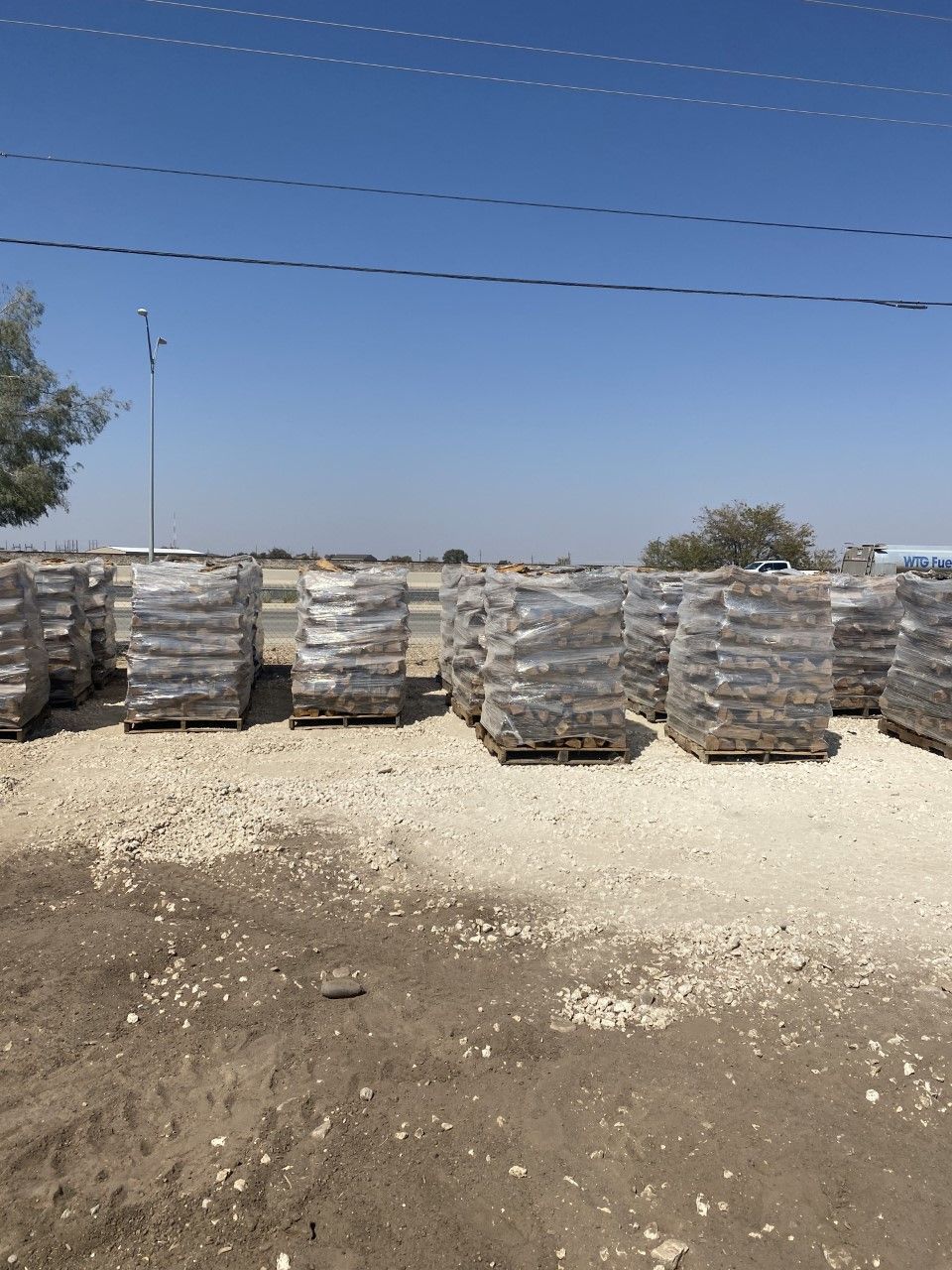 firewood with plastic cover