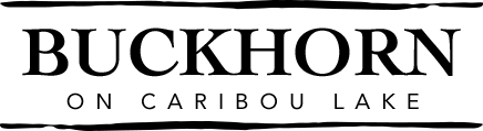 A black and white logo for buckhorn on caribou lake