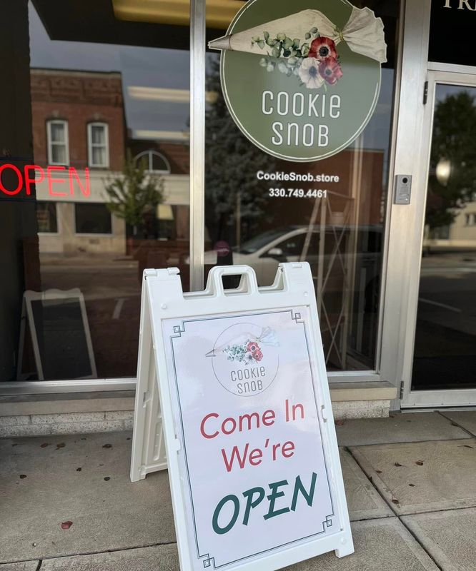 A-frame sign outside a storefront, 