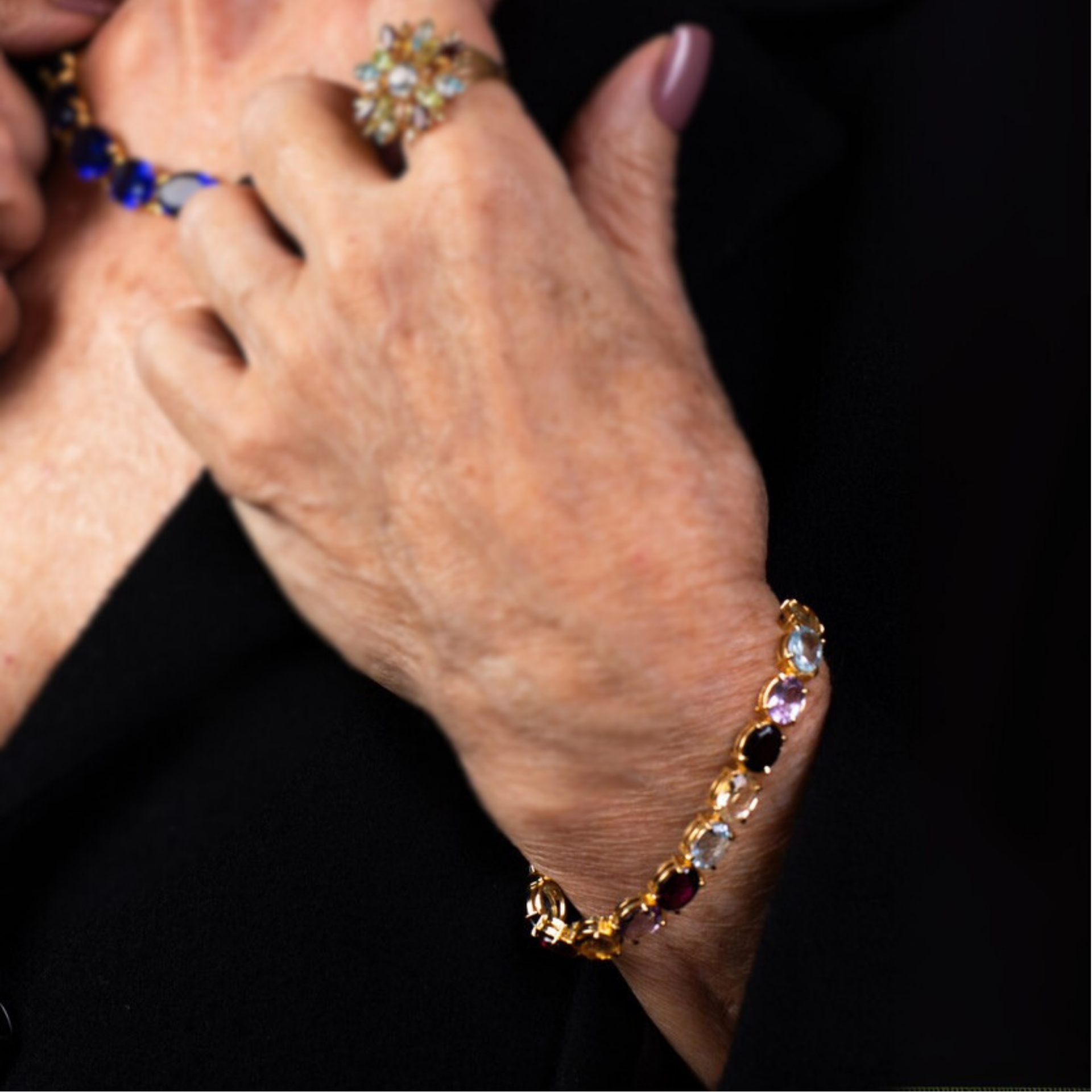 Multicolored Gemstone Gold Bracelet