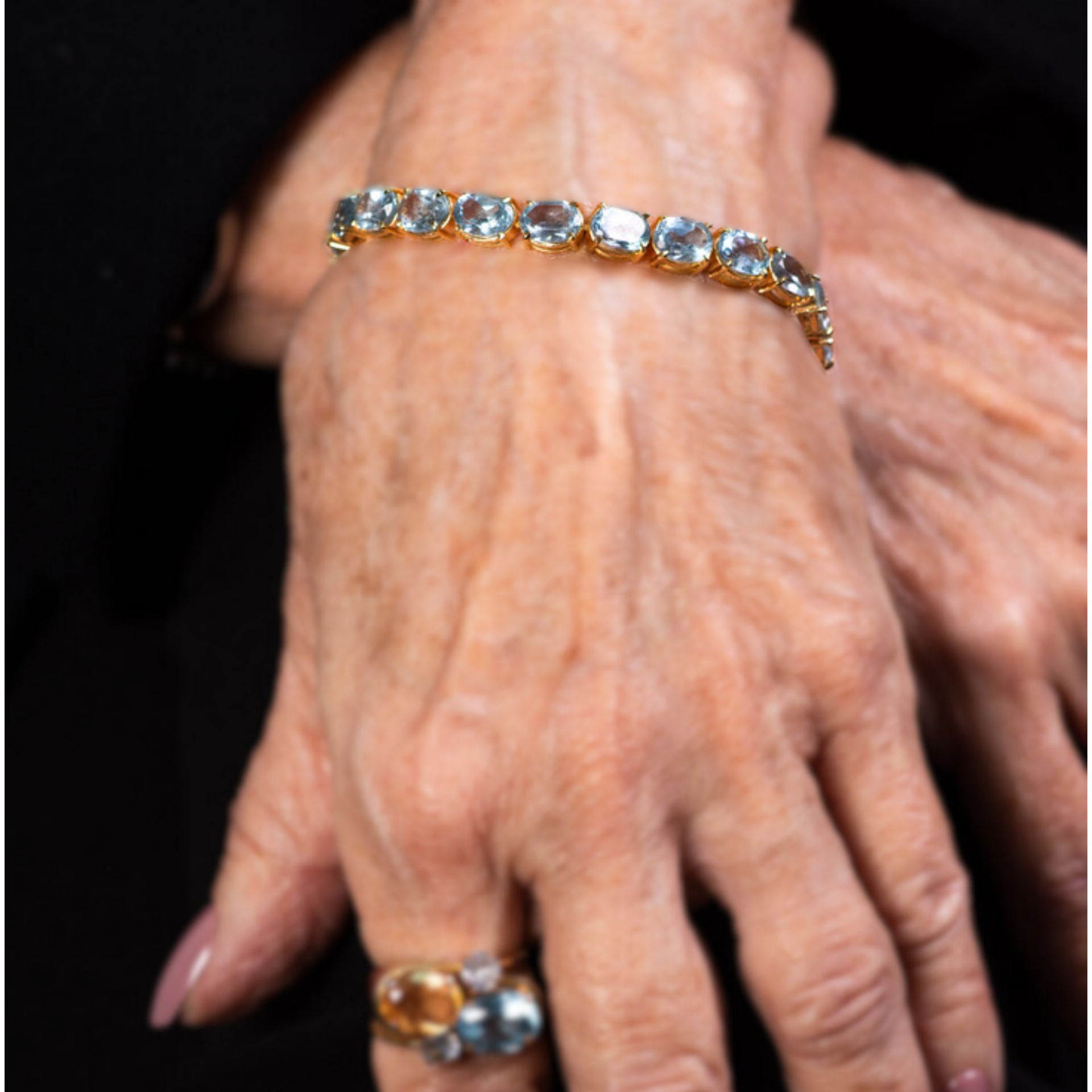 Blue Topaz Beaded Gold Bracelet
