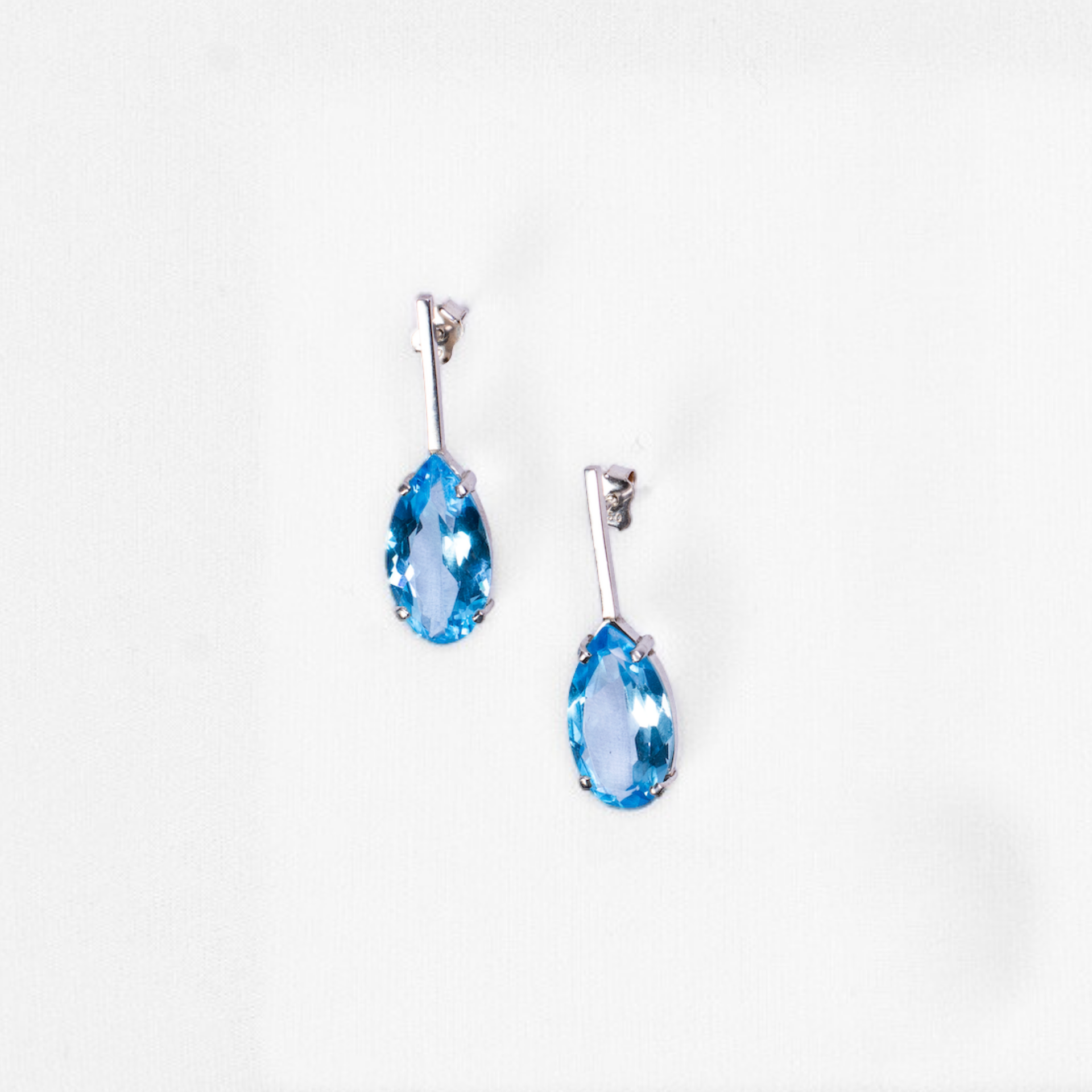 Blue Topaz Teardrop Earrings in sterling silver