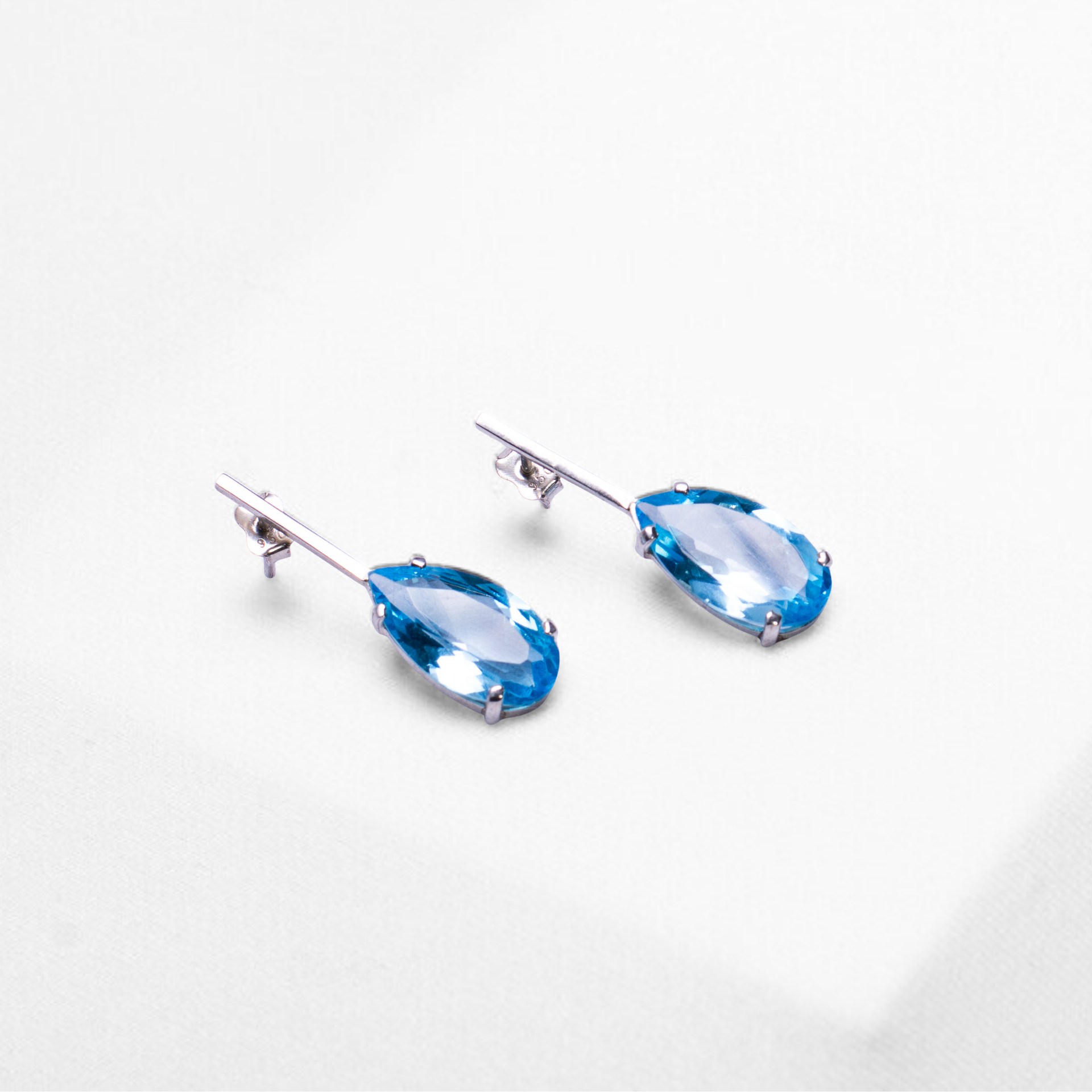 Blue Topaz Teardrop Earrings in sterling silver