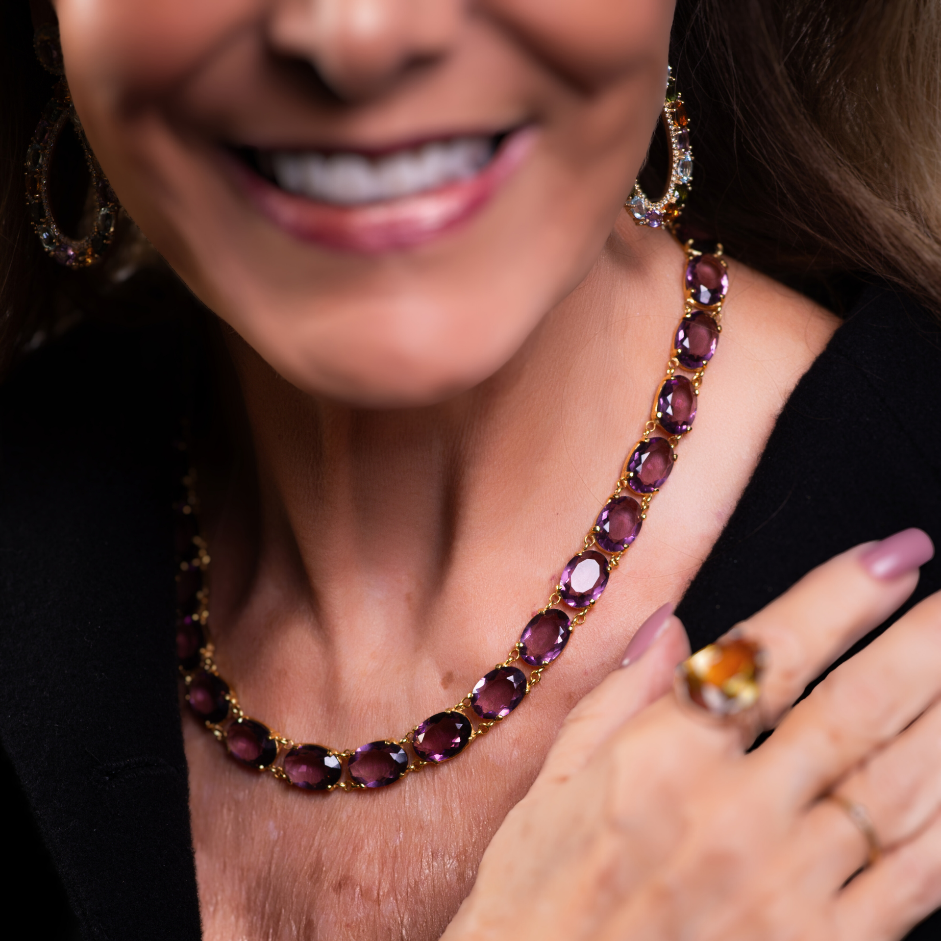 Signature Amethyst Gemstones Necklace in Gold