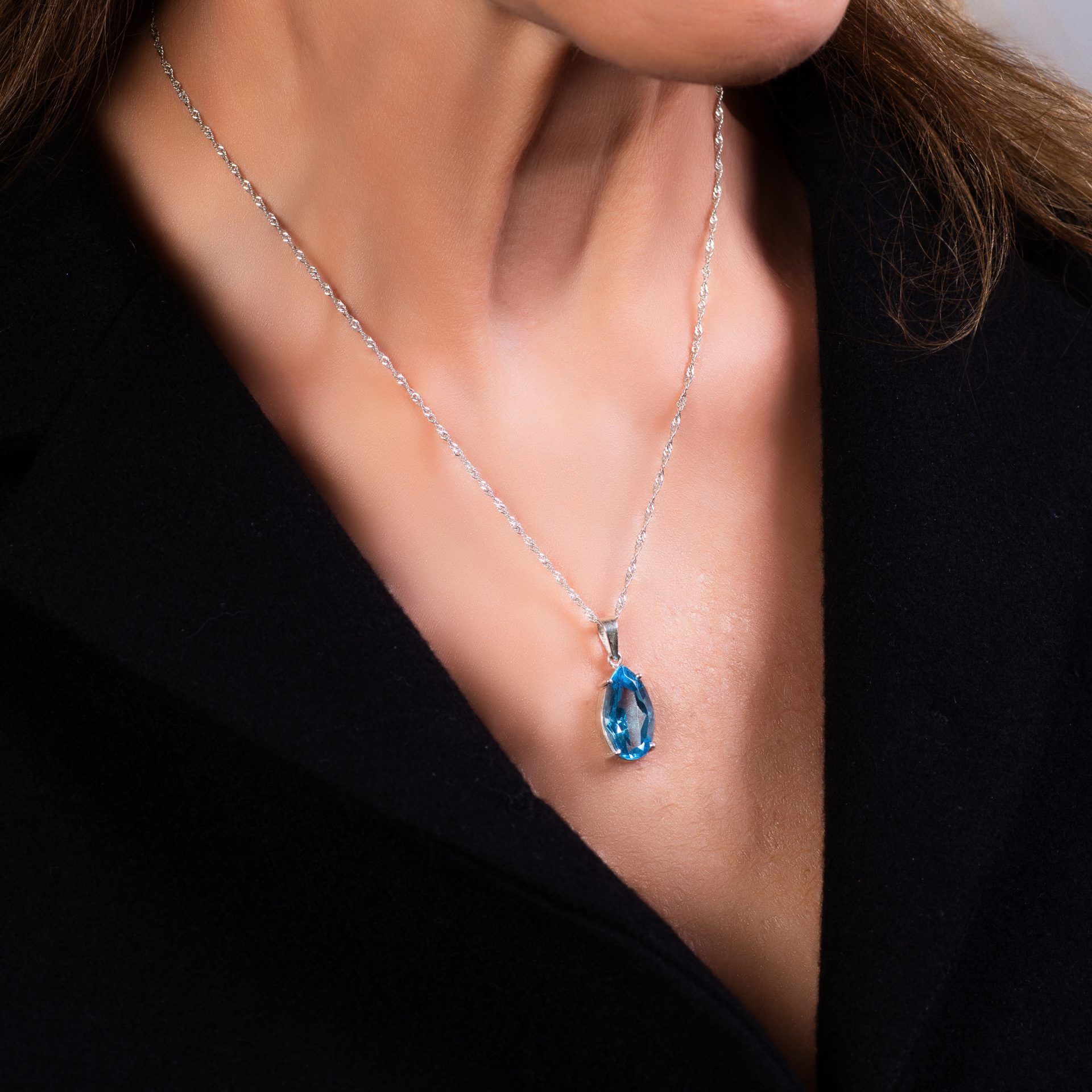 Blue Topaz Pendant in sterling silver