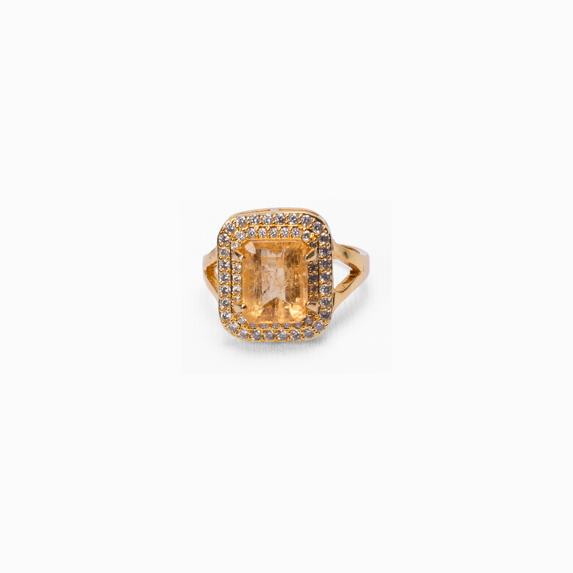Imperial Topaz Tiffany Style Ring in Gold with White Zirconia