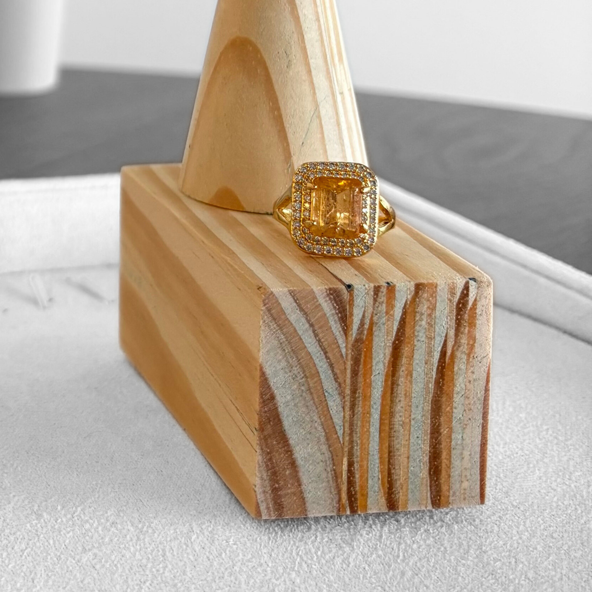 Imperial Topaz Tiffany Style Ring in Gold with White Zirconia