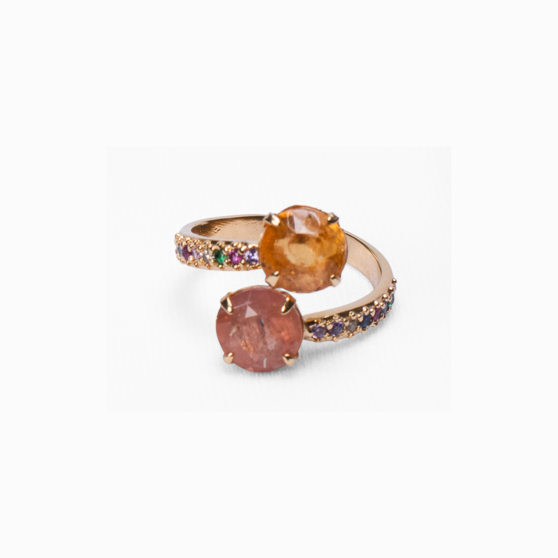 Double Imperial Topaz Gold Ring with Accent Stones