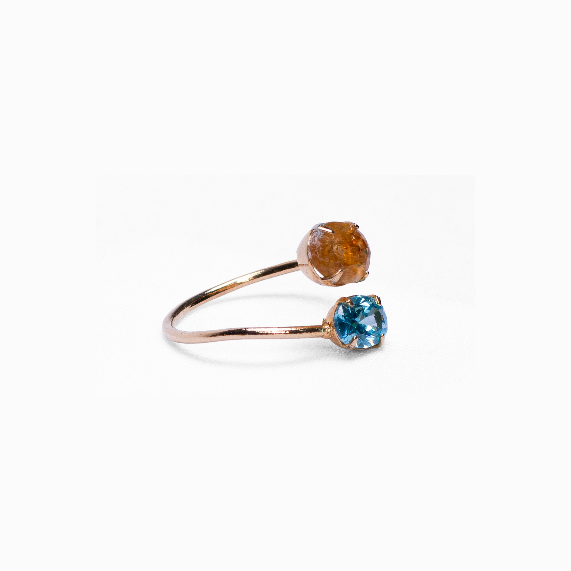 Blue Topaz and Imperial Topaz Gold Ring