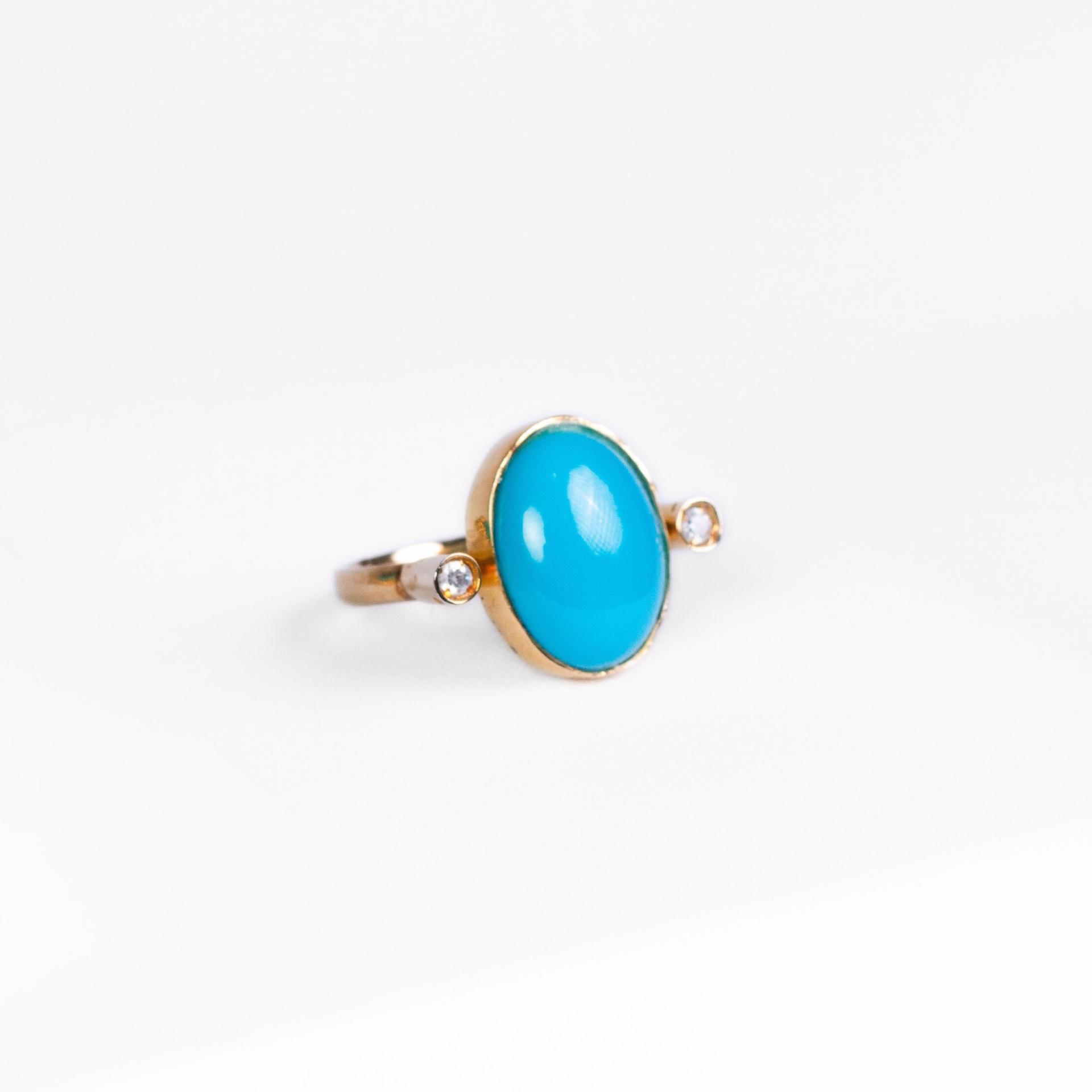 Cabochon Turquoise Ring in Gold