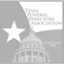 A black and white logo for the texas funeral directors association.