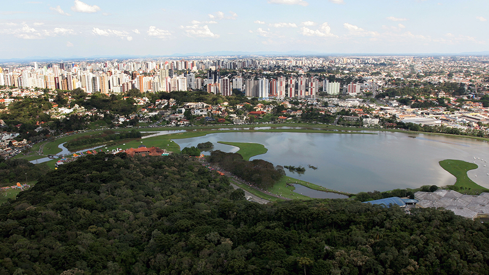 An aereal view of  Barigui Park in Santos