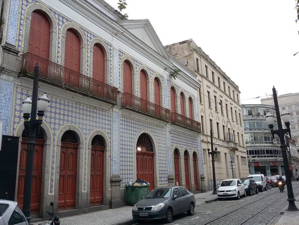A view of the Casa de Fronteria Azulejada in Santos