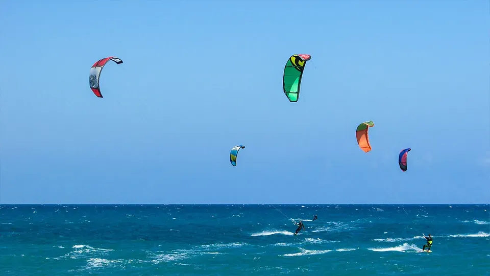 Kitesurfing in the ocean