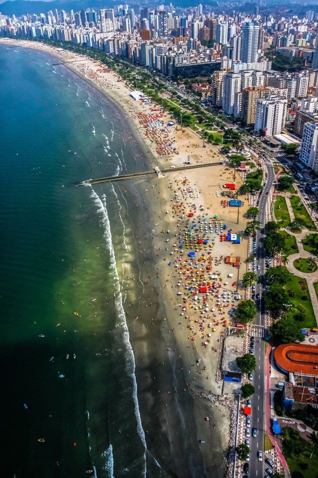 A panoramic view of a shore in Santos