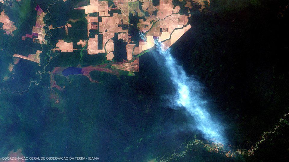 A satelite image of the Fires in São José do Guaporé, Rondônia Credits to Coordenação Geral de Observação da Terra