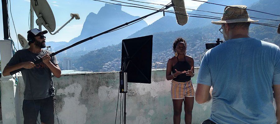 Filming and interview in a favela